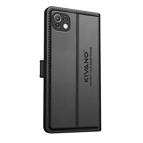 Image of KIVANO Compatible with Xiaomi Redmi 11 Lite NE 5G / Xiaomi Redmi 11 Lite /Xiaomi Redmi 11 Lite 5G Flip Cover | Leather Finish | Inside Pockets & Inbuilt Stand | Shockproof Wallet Style Black