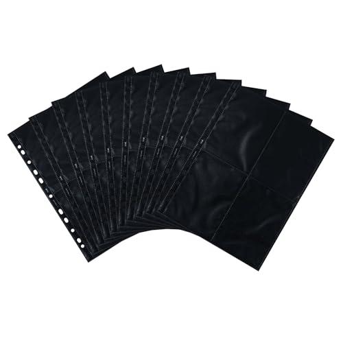 HERMA 7785 Fotohüllen für Ordner, 10 Stück, 10x15 cm, 4 Fächer geteilt, beidseitig bestückbare Fotophan Fotosichthüllen Sammelhüllen Postkartenhüllen Prospekthüllen mit Eurolochung, schwarz
