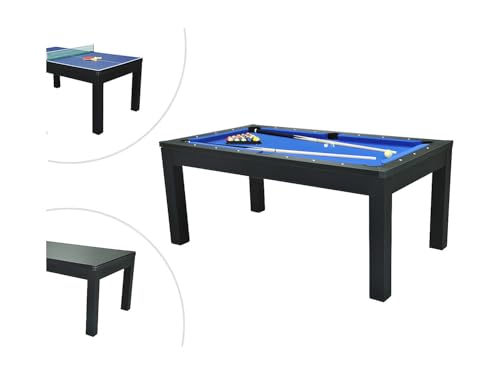 Vente-unique - Table Transformable Noire - Billard & Ping-Pong - L182 x l102 x H80 cm - SOUSA