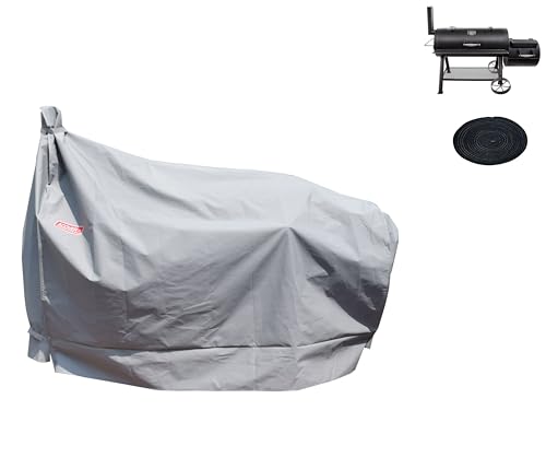 acoveritt Heavy Duty Charcoal Grill Offset Smoker Cover, Outdoor Smokestack BBQ Cover, Special Fade and UV Resistant Material, Fits Brinkmann Trailmaster, Char-Broil, Dyna-Glo and More Grey by acoveritt - Image 3
