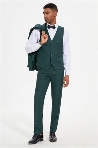 Men's Suits 3 Piece Regular Fit Suit for Men Wedding Prom Business Suit Two Button Blazer Jacket Vest Pants4