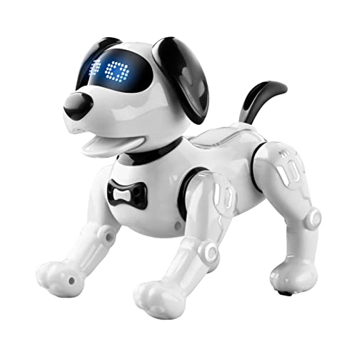 Adoorniequea Remote Control Robot Dog RC Toys Push up Stunt Puppy for Kids Boys and Girls White, 22x13x21 cm