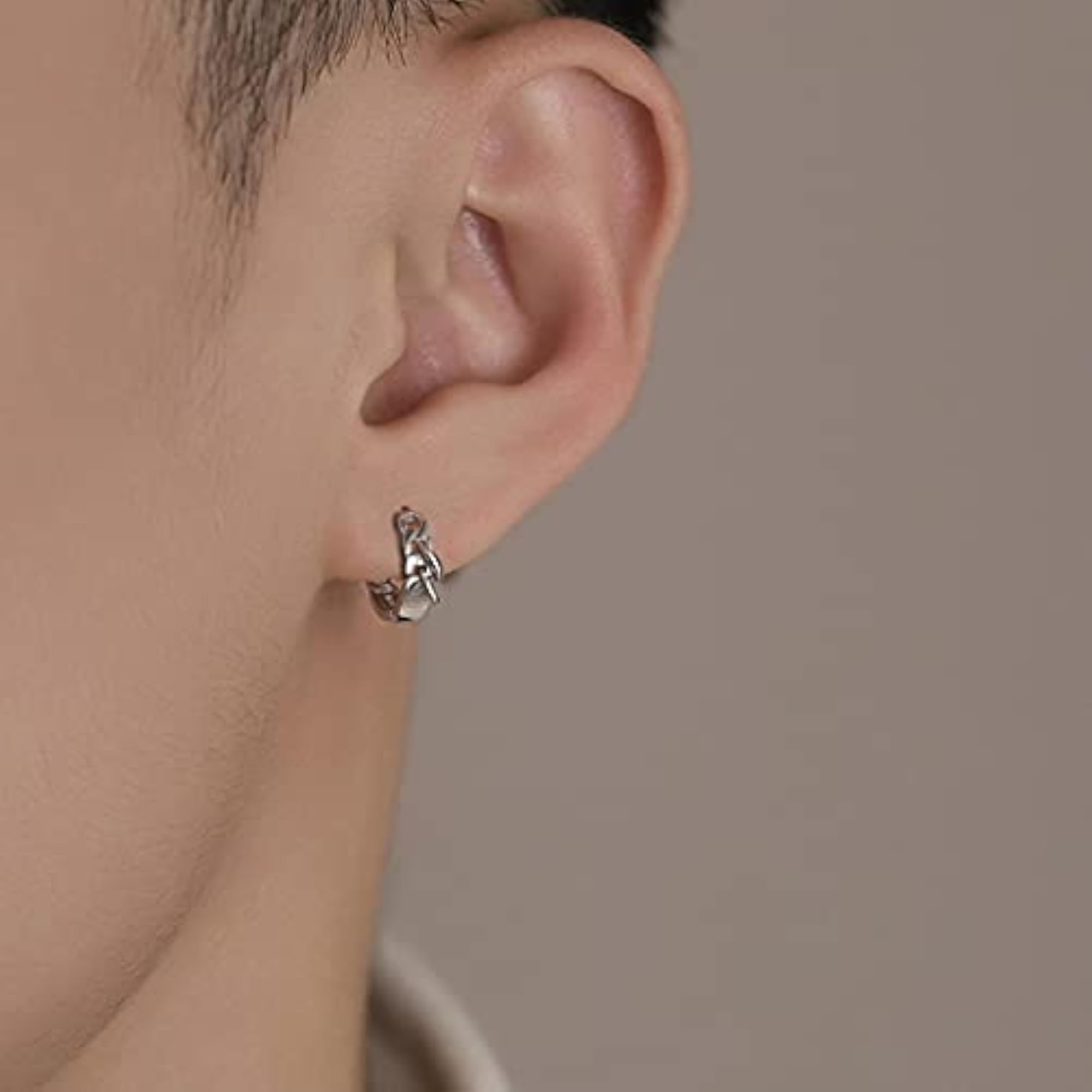 Men's Smooth Mini Dainty Personalized Hoop Earrings, 2PCS