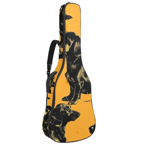 Sac pour guitare acoustique et électrique avec crochet arrière anti-chute motif chiens teckels