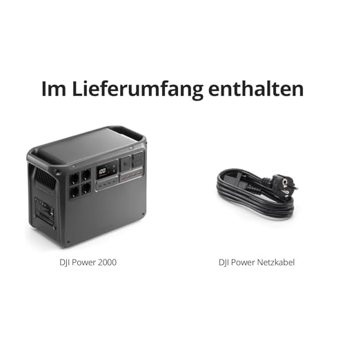 DJI Power 2000 Tragbare Powerstation 2048 Wh, 3000 W Solar Generator, LiFePO4 Akku, kompakte Größe, in 45 Min. von 0% auf 80% geladen, Notstromaggregat für Zuhause, Camping/Wohnmobile/Notstrom