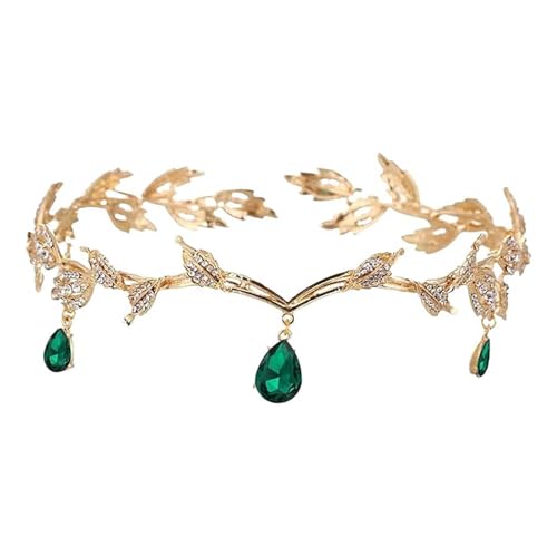 TENGWA Tocado de Elfo Forma de Hoja Verde Tocados de Boda Coronas Princesa Elfa Tiara Hada de las Flores Ideal para Bodas Cumpleaños Bailes Fiestas Temáticas y Carnavales