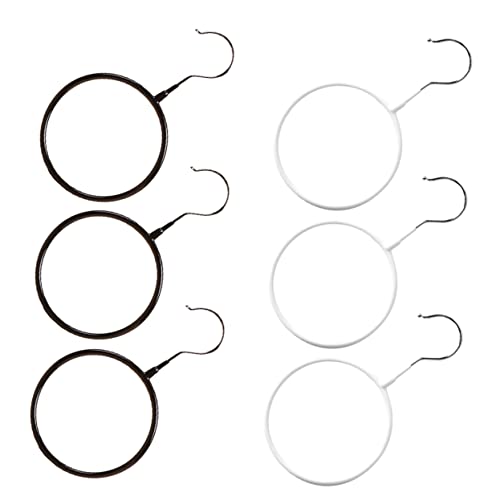 OFFSCH Scarf Organizer Hanger Set 6pcs Metal Ring Holders Dipping Plastic Coating Wardrobe Scarf Storage Tool Anti-Slip Design