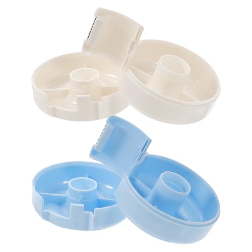 ifundom Dispensador de Cinta Adhesiva de Escritorio 2 Piezas, Cortador Portátil para Oficina y Manualidades, Soporte Práctico en Colores Azul y Beige, Accesorio Funcional para Uso Escolar