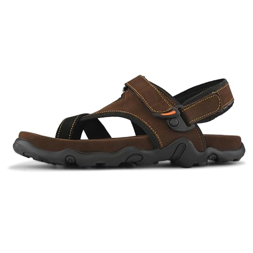 Image of Centrino Men's Sandals | Stylish Strap Sandal with Grip Insole | Adjustable Velcro Strap | Cushioned Footbed | Rubber Sole| Comfortable Casual Footwear for Office, Travel & Walking (9584)