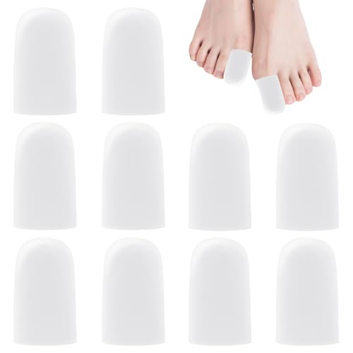 10 Pcs Silicone Toe Protectors, Toe Cover Protector for Wen & Women Big Toes Caps Protectors Silicone Cuttable Toes Covers Soft Covers Splints for Relief Pressure, Corn and Calluses