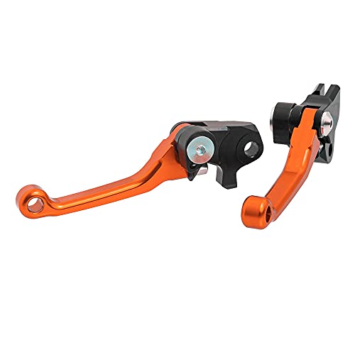 Motorrads Flexibler Hebel Set 3 Finger Motocross Brems- und Kupplungsgriffe für Yamaha YZ125/YZ250 2008-2014 für Kawasaki KX250 2019-2020 (Orange)