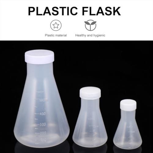 Matraces Erlenmeyer de plástico con tapa en juego de 6 unidades para laboratorio 4