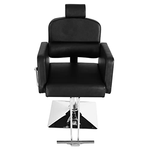 Omysalon All Purpose Chair Reclining For Salon, Hydraulic Barber Chair Heavy Duty For Hair Stylist, Square Base, Adjustable Headrest, 360 Degree Swivel, Styling Hairdressing Beauty Spa Equipment #TOP5