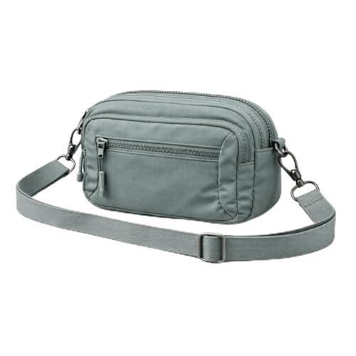 Bolsa Transversal Feminina Poliéster 4 Compartimentos com Zíper Alça Ajustável Leve e Funcional (Cinza Escuro)