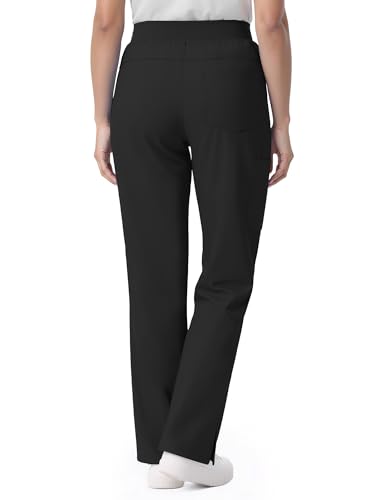 Image of Scrub Pants for Women - Straight Leg Medical Scrub Pants with 6 Pockets - Drawstring Soft Stretch Women Scrub Pant