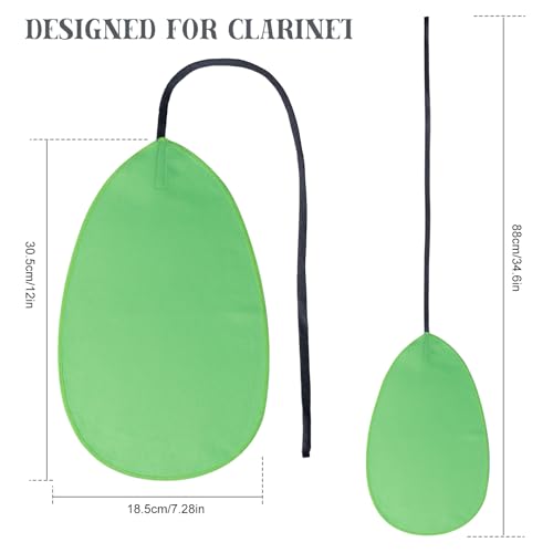 GEMNICHI Clarinet Cleaning Swab 4 Pack, Upgraded Clarinet Cleaning Cloth with Weighted String, Clarinet Cleaning Swab Cleaner for Inside Tube of Clarinet Piccolo Flute Sax Saxophone (Green) - Thumbnail 2