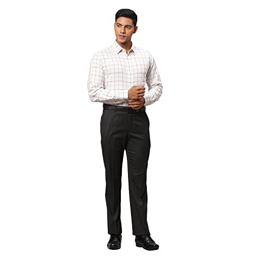 Image of Park Avenue Men's Polyester Blend Structure Pattern Smart Fit Flat Front Formal Trouser