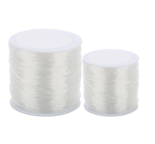 Image of Beadsnfashion Clear Crystal Bracelet Stretchable Elastic Thread Beading String Cord for Beading and Jewellery Making 100 Mtrs Spool, Size 0.70 mm and 1 mm Combo.