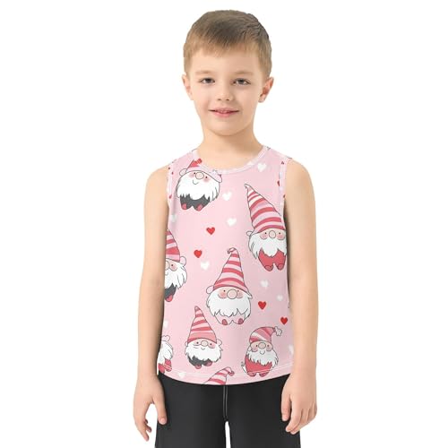 JUNZAN Valentine Cute Gnomes Pink Boys' Tank Tops Sleeveless Kids Vest Kids Undershirts for Workout Gym Fitness Swimming 3T2
