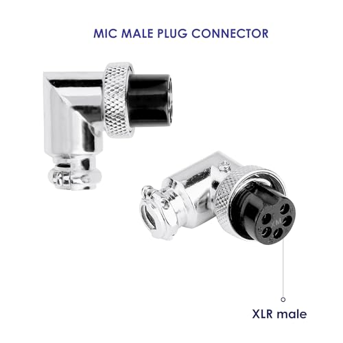 Image of MX 3 Pin XLR Microphone pin Pure Copper Nickel Plated for High Conductivity microphone (5-pin Male Connector Right-Angle, Pack of 4, Male Connector)