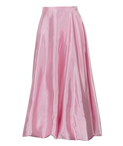 SOMTHRON Women's Bubble Satin Maxi Skirt Low Waist Ruffle Pleated