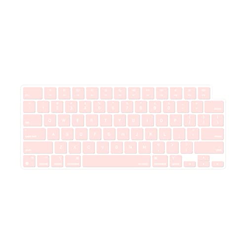 MOSISO Keyboard Cover Skin Compatible with MacBook Air 15 inch M3 A3114 M2 A2941/Air 13.6 A3113 A2681/Pro 14/16 M4 M3 M2 M1, Chalk Pink