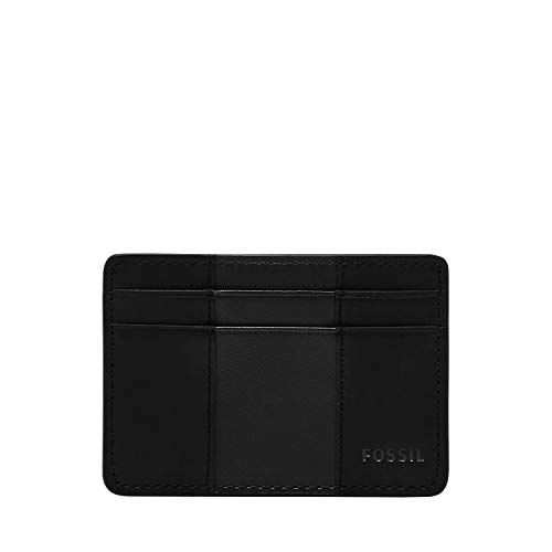 Image of Fossil Men's Everett Leather Slim Minimalist Card Case Front Pocket Wallet, Black, (Model: ML4398001)