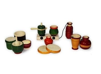 Mamu Shop Wood Cylinder and Gas Stove Model Kitchen Set for Girls, Medium Size, Multicolour