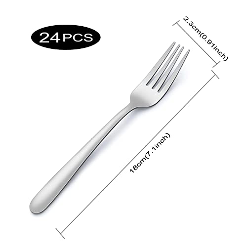 24 Pieces Dinner Forks, Pleafind Forks Silverware, 7.1 Inches Silverware Forks, Stainless Steel Forks, Mirror Polished Forks Silverware Set, Forks Use For Home, Kitchen Or Restaurant, Dishwasher Safe #TOP1
