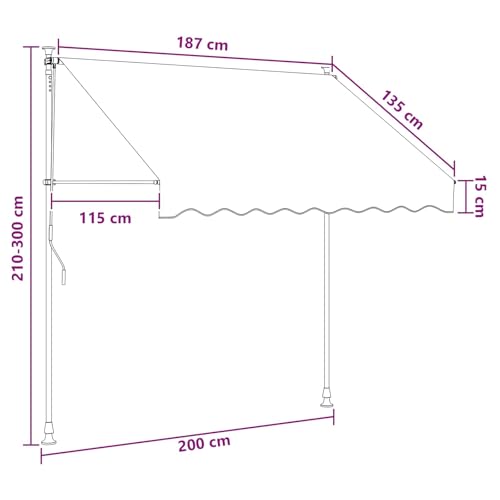 Toile d'ombrage réglable 200 cm et store banne de balcon anthracite blanc - 8