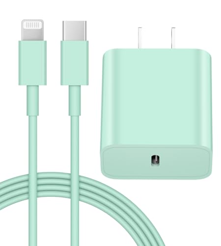 Image of iPhone 14 13 12 Fast Charger 20W PD USB C Wall Charger with 6FT Fast Charging Cable for iPhone 14 /14 Pro /14 Pro Max /14 Plus /13 /12 /11 /Pro /Pro Max /Mini /Xs Max /X, iPad - Green
