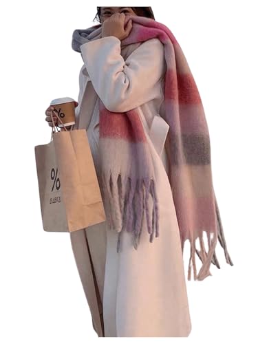 Floerns Women's Plaid Tassel Cute Scarf Warm Soft Wrap Scarves Long Shawl