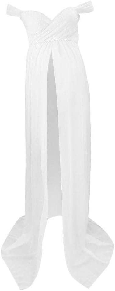 ZOOMELLA Photography Maternity Dress Off Shoulder Long Maxi Dress Prop White S Clothing, Shoes & Accessories|Women's Clothing|Maternity|Dresses