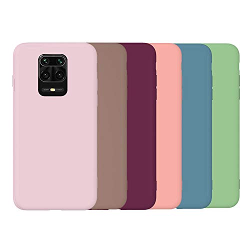 QC-EMART 6X Coques Coloré pour Xiaomi Redmi Note 9 Pro Coque en Silicone Ultra Fine Finition Matte Étui Souple Jolies Couleurs Housse de Protection Antichoc Caoutchouc Bumper Cover Cover