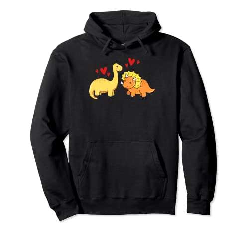 Día de San Valentín lindo y divertido dinosaurio, novio, novia Sudadera con Capucha