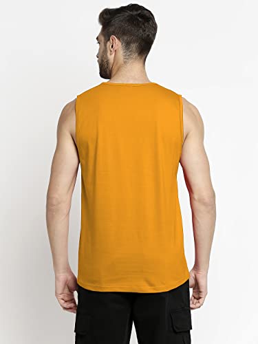 Image of BLACKSMITH Level Up Printed Sando for Men Track and Training Wear Tank Top for Men, Skin Friendly Gym Vest for Men - 100% Lab Tested Cotton Bio Washed for Ultra Softness (Orange,4XL)