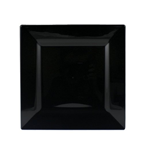 Simply Squared Salad Black Plastic Plate - 8" (10 Pc) - Elegant & Modern Design for Parties, Events & Everyday Use
