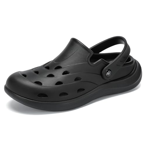 Kricely - Kricely Clogs for Men with Arch Support Shower Hiking Sandals for Beach Water, Garden Shoes Recovery Plantar Fasciitis Orthotic Slides Black 9