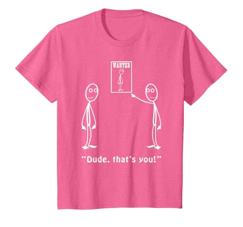 Funny Dude, That's You Stickman Costume - Stick Figure T-Shirt, Youth, Pink Heather, Small