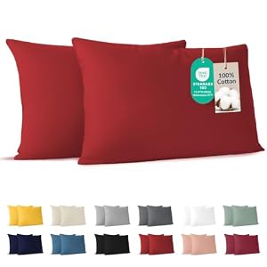 Dreamzie katoenen kussensloop 40x60 cm rood (set van 2), OEKO-TEX
