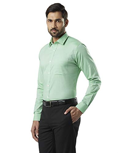 Image of Raymond Men's Pure Cotton Solid Pattern Slim Fit Semi Cutaway Collar Full Sleeve Formal Shirt
