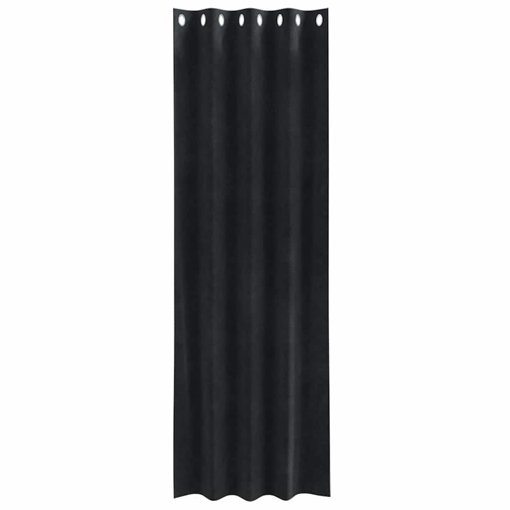 Juego de 2 cortinas opacas negras 140 x 260 cm, cortinas de terciopelo opacas para salón y dormitorio, elegantes cortinas con ojales para bloquear la luz eficaz
