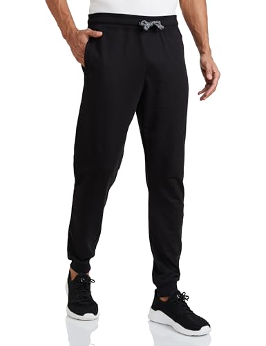Amazon Brand - Symbol Men's Cotton Rich Strechable Knit Terry Track Pants - Regular Fit