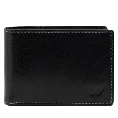 BRAUN BÜFFEL - Kleine RFID Geldbörse Arezzo - 4 Kartenfächer aus echtem Rindleder Schlichtes Design - Edles Schwarz