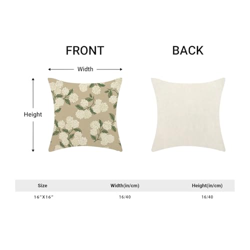 Image of AEIOAE Spring Pillow Covers 16x16 Inch Set of 2, Beige Green Hydrangea Flower Throw Pillows Case,Floral Summer Outdoor Seasonal Decorative Farmhouse Decor Cushion Covers for Home Sofa Bed Couch