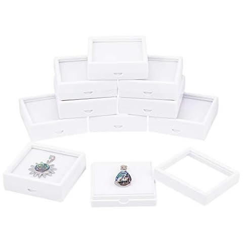 Caja de exhibición de Piedras Preciosas Blancas cuadradas de acrílico para Joyas Cover