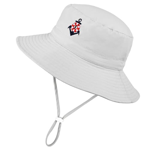 Baby Sun Hat Anchor UPF 50+ Sun Protective Little Kid Summer Bucket Hat Embroidery Beach hat for Boy Girl 1-3 Years