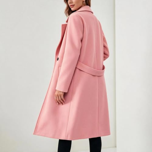Long Winter Coats for Women Double Breasted Trench Pea Coat with Belt - image 5
