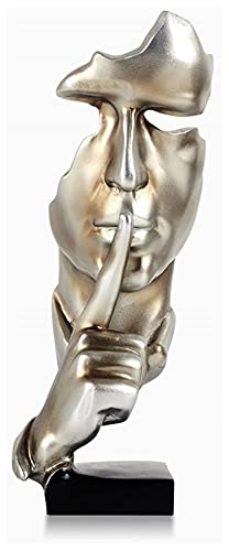 HANDIYA Sculpture Artisanale Abstrait Sculpture Silence est doré Figure Statue Maison décoration Salon Accessoires de Salon résine Bureau Bureau décoration Artisanat Figurines (Color : Champagne)