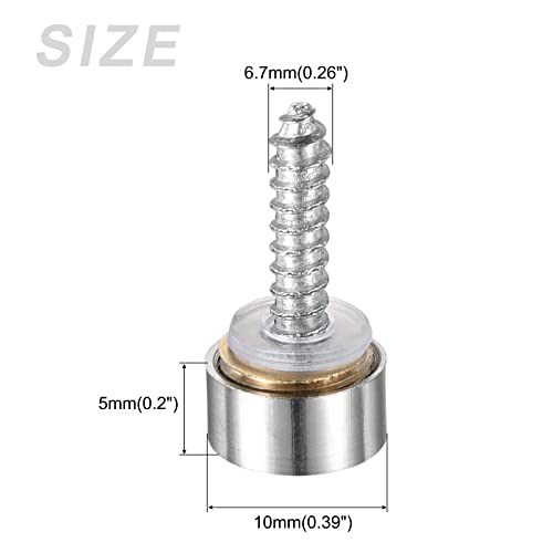 Image of METALLIXITY Mirror Screws (10mm /0.39 inch) 12Pcs, Decorative Cover Cap Nails Brushed - for Sign Advertising Hardware, Construction, Silver Tone